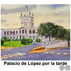 Palacio de Lpez por la tarde - Obra de Emili Aparici